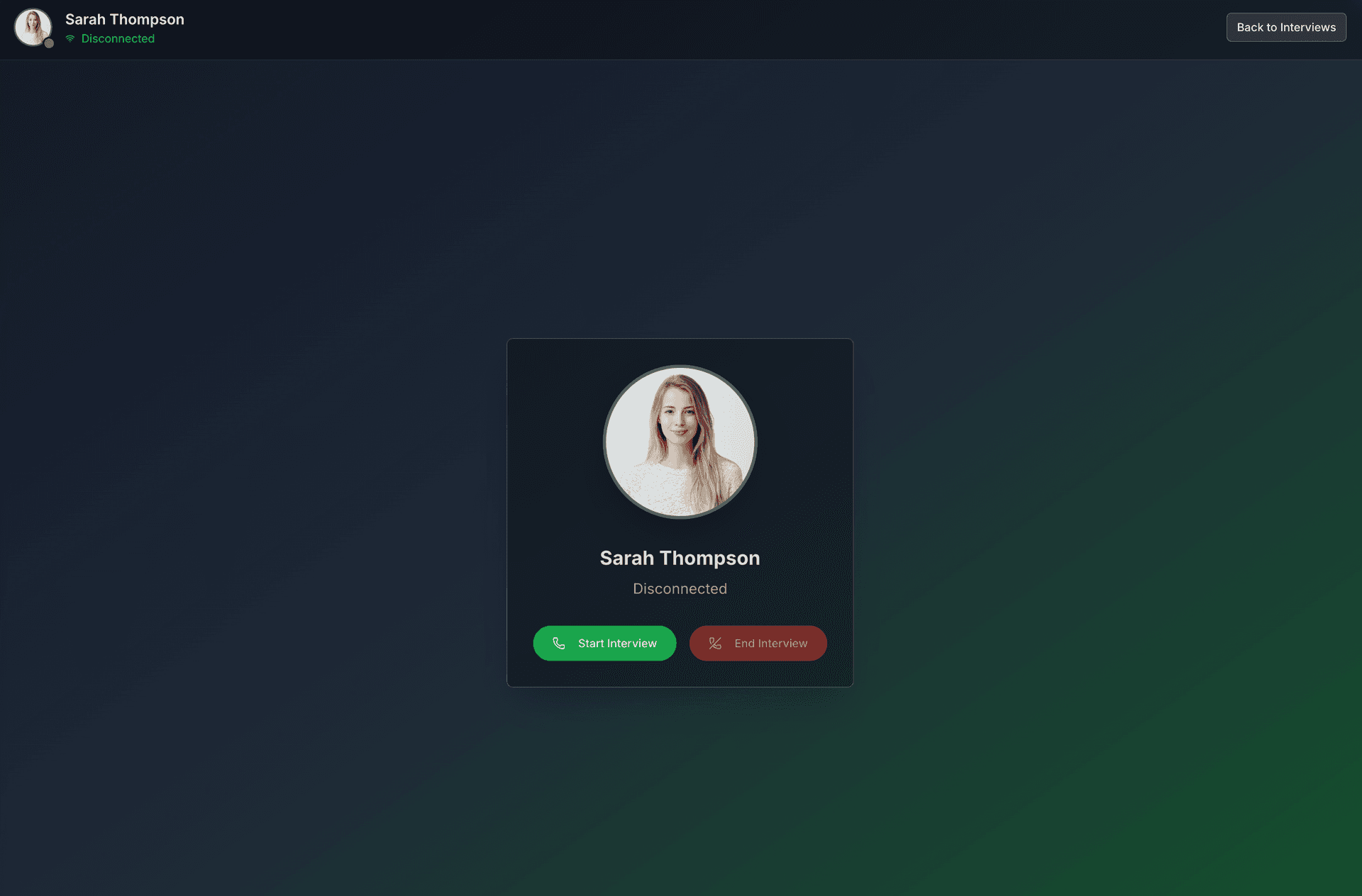 Green Card Coach Interview Practice Interface