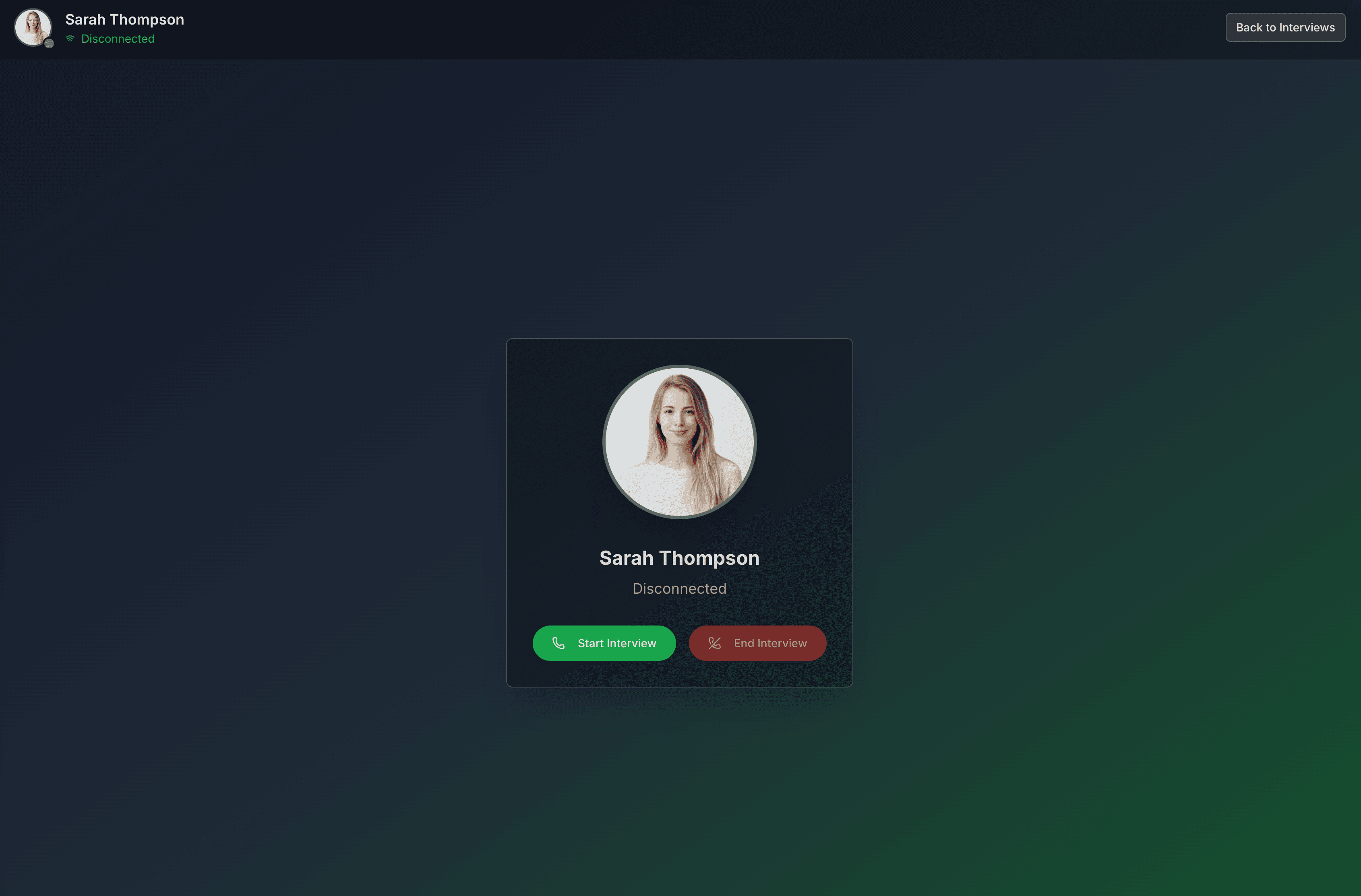 GreenCardCoach simulated interview workspace used for spoken rehearsal