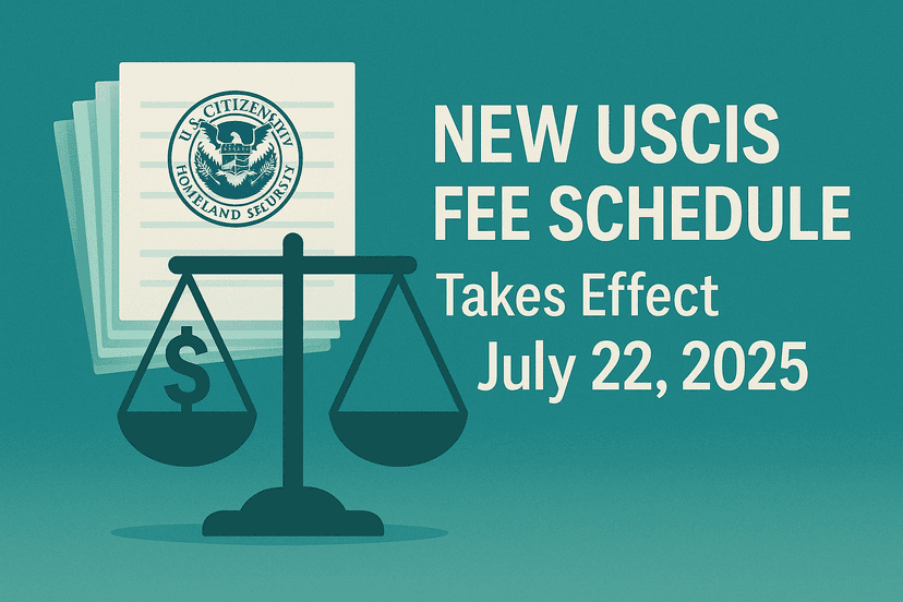 Stacks of USCIS forms with dollar sign overlay